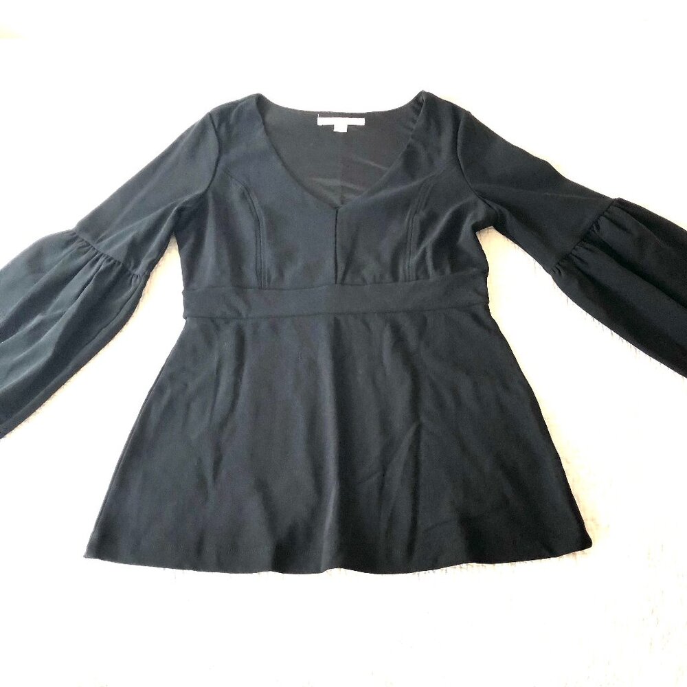 Boston Proper Puff-Sleeve Black Top S